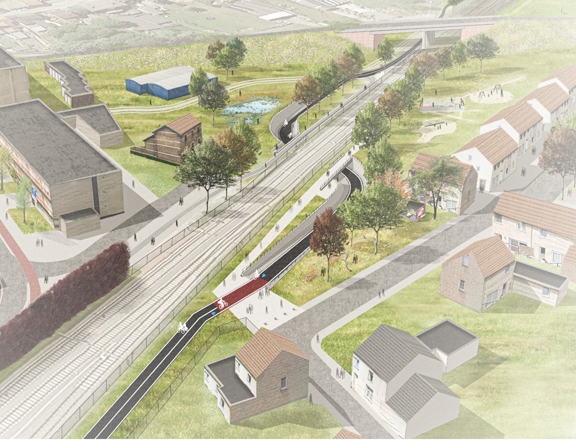 Visualisatie nieuwe fietstunnel Foksveld.