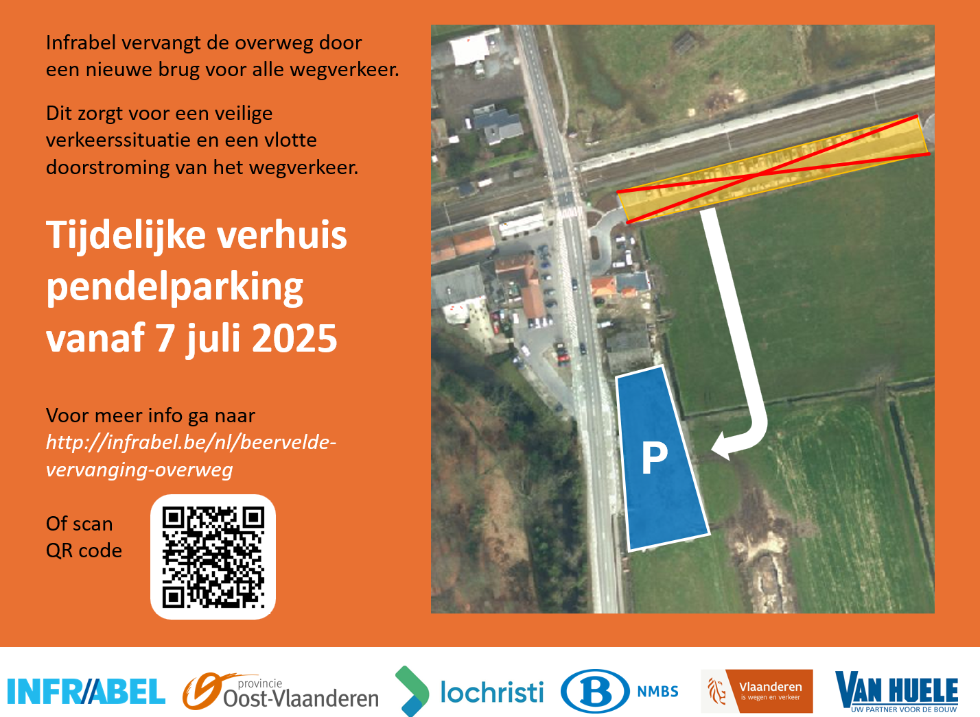 Kaartje tijdelijke pendelparking Beervelde.