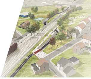 Visualisatie nieuwe fietstunnel Foksveld.