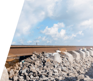 Ballast en rails.