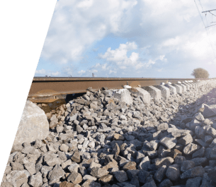 Ballast et rails.