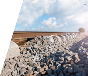 Ballast en rails.