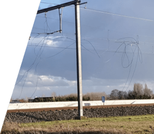 Schade bovenleiding na stormweer.