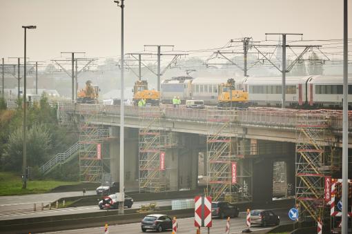 Werken spoorbrug Zaventem Werken spoorbrug Zaventem.