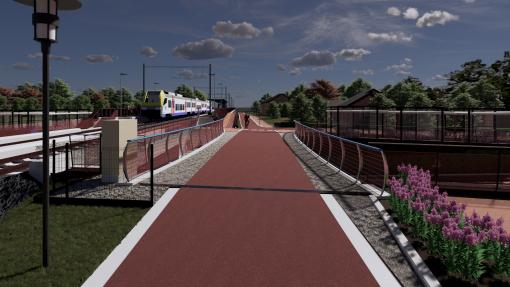 Fietssnelweg en fietsbrug.