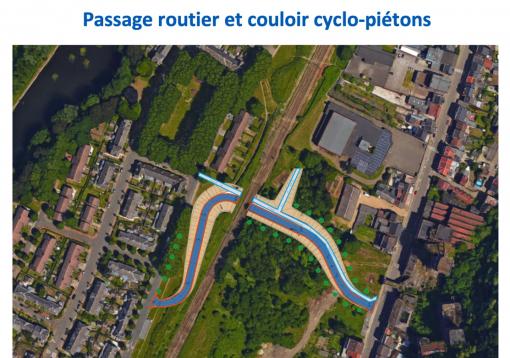 passage routier et couloir cyclo-piétons.