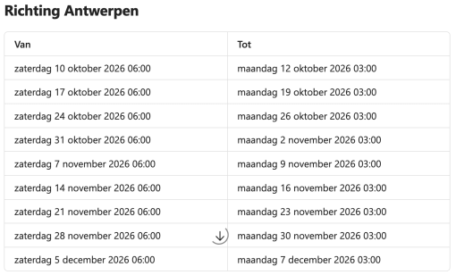 rijstrook inname A12 richting Antwerpen.
