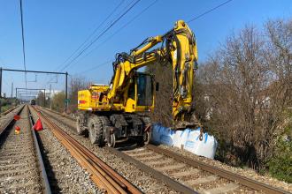 Werken op de spoorlijn Mechelen-Dendermonde.